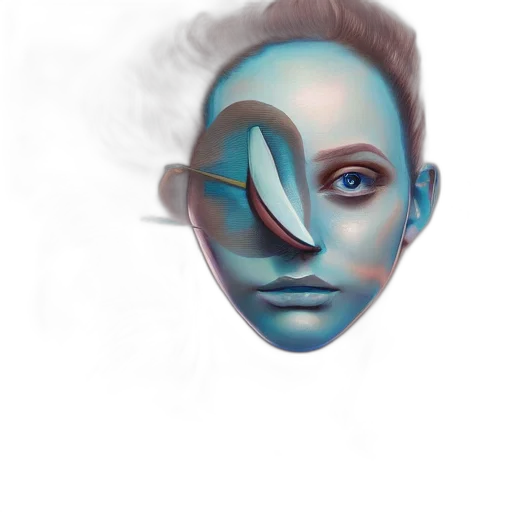 mask, face, robot, hair, photorealistic, concept art, fantasy art, 3d render transparent PNG cut-out