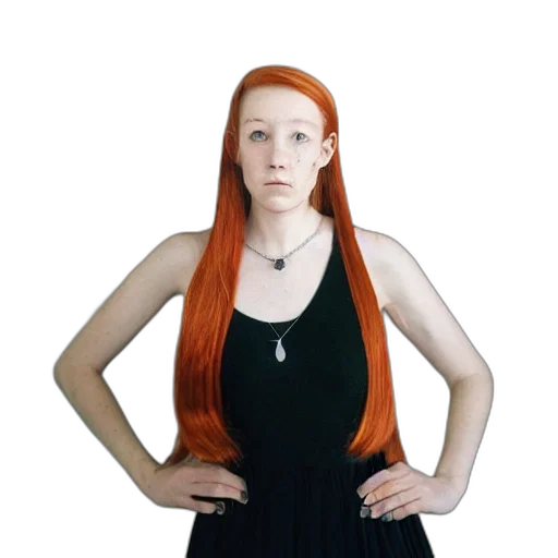 dress, hair, staff, jewelry transparent PNG cut-out