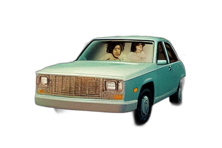 car, photorealistic, vaporwave, 3d render transparent PNG cut-out