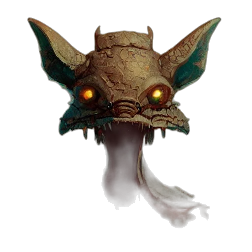 mask, creature, face, staff, concept art, fantasy art, 3d render, photorealistic transparent PNG cut-out