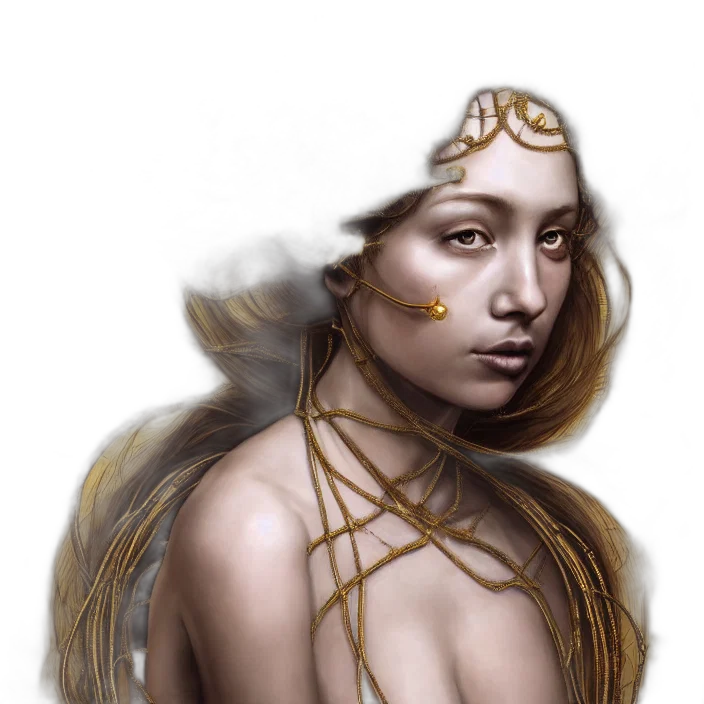 jewelry, crown, face, fantasy art, concept art, photorealistic, comic book art, golden transparent PNG cut-out