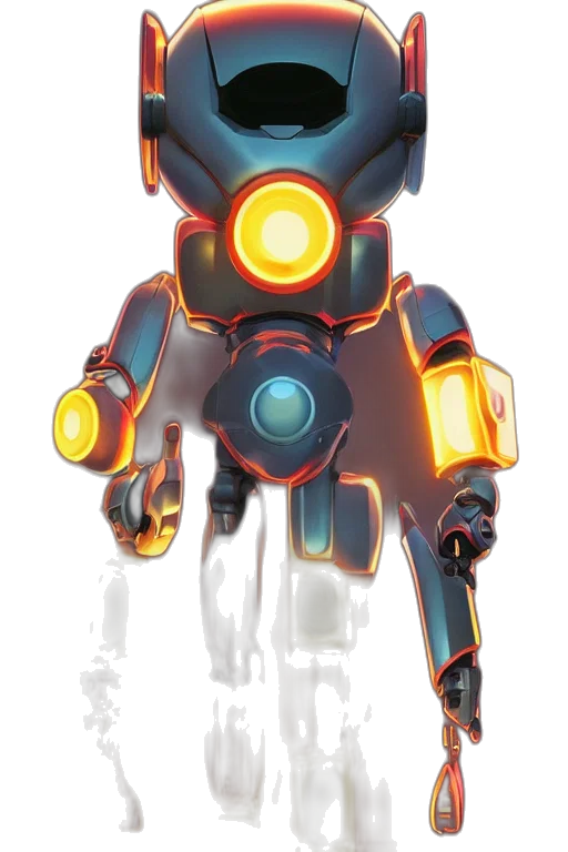robot, concept art, 3d render, pixel art, cyberpunk, blue, colorful, red transparent PNG cut-out