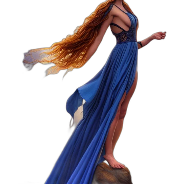 dress, hair, concept art, 3d render, fantasy art, photorealistic, underwater, fire transparent PNG cut-out