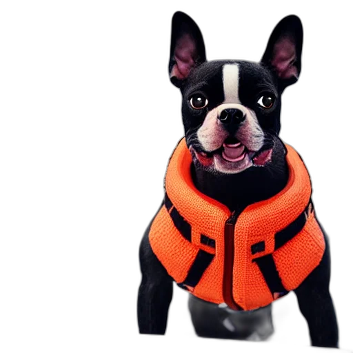 jacket, animal, closeup, photorealistic, photograph, cute, smiling, knitted transparent PNG cut-out