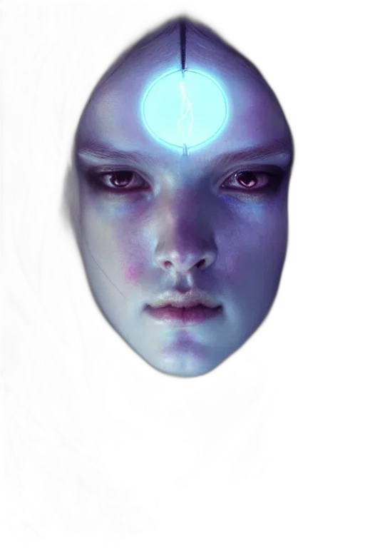 face, mask, robot, creature, concept art, fantasy art, cyberpunk, photorealistic transparent PNG cut-out