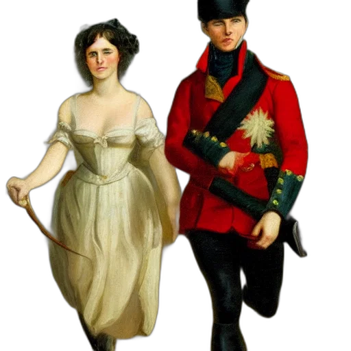 dress, staff, hat, oil painting transparent PNG cut-out