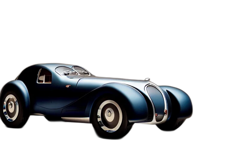car, photorealistic, 3d render, concept art, retro, futuristic, bugatti, type transparent PNG cut-out