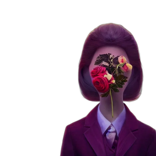 flower, mask, face, crown, vaporwave, 3d render, photorealistic, concept art transparent PNG cut-out