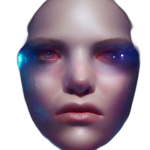 face, mask, robot, creature, 3d render, cyberpunk, concept art, photorealistic transparent PNG cut-out