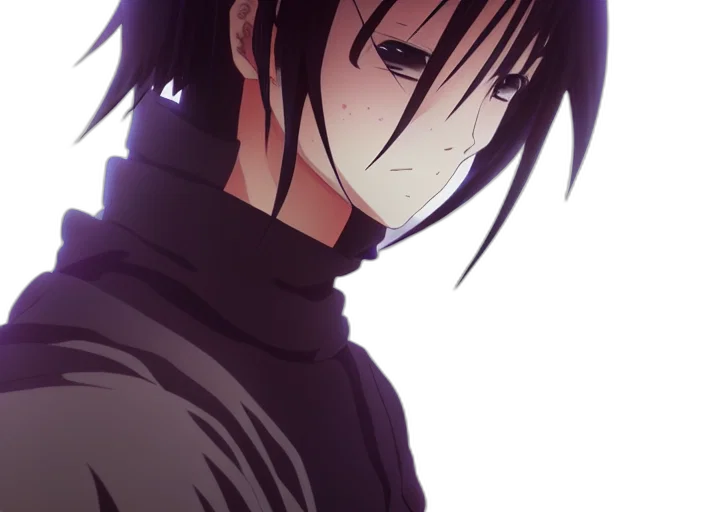 face, staff, weapon, anime, photorealistic, concept art, cartoon, dark transparent PNG cut-out