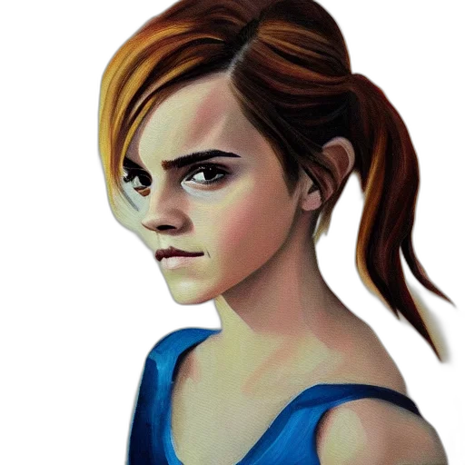 face, photorealistic, concept art, comic book art, fantasy art, blue, emma, watson transparent PNG cut-out