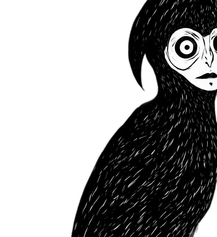 creature, mask, animal, cartoon, comic book art, concept art, monochrome, raven transparent PNG cut-out