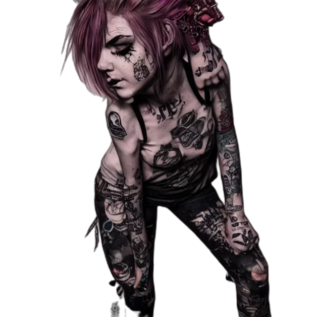 creature, concept art, cyberpunk, watercolor, fantasy art, dark, red, full transparent PNG cut-out