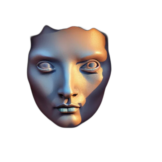 face, mask, robot, jewelry, 3d render, vaporwave, photorealistic, concept art transparent PNG cut-out