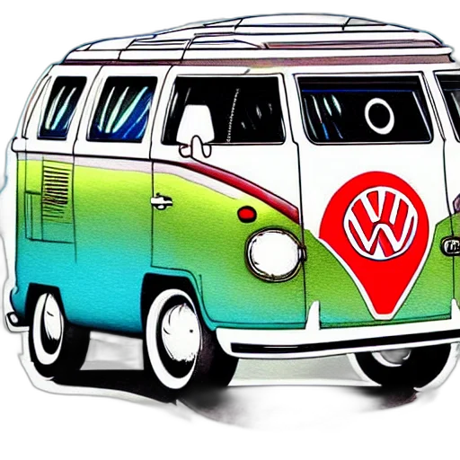car, cartoon, watercolor, concept art, 3d render, fisheye, perspective, caricature transparent PNG cut-out