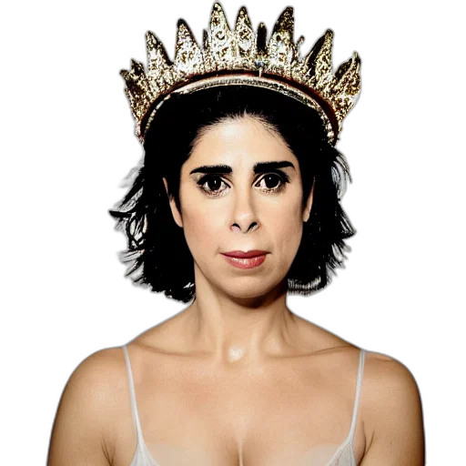 crown, face, mask, dress, portrait, sarah, silverman, wearing transparent PNG cut-out