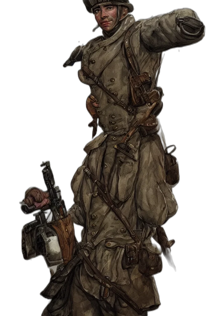staff, weapon, jacket, hat transparent PNG cut-out