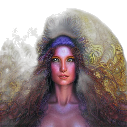 hair, face, crown, fantasy art, concept art, photorealistic, oil painting, outer space transparent PNG cut-out