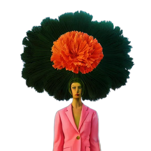 hat, jacket, hair, crown, concept art, neon, colorful, green transparent PNG cut-out