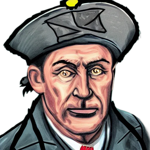 hat, staff, face, concept art, comic book art, cartoon, photorealistic, portrait transparent PNG cut-out