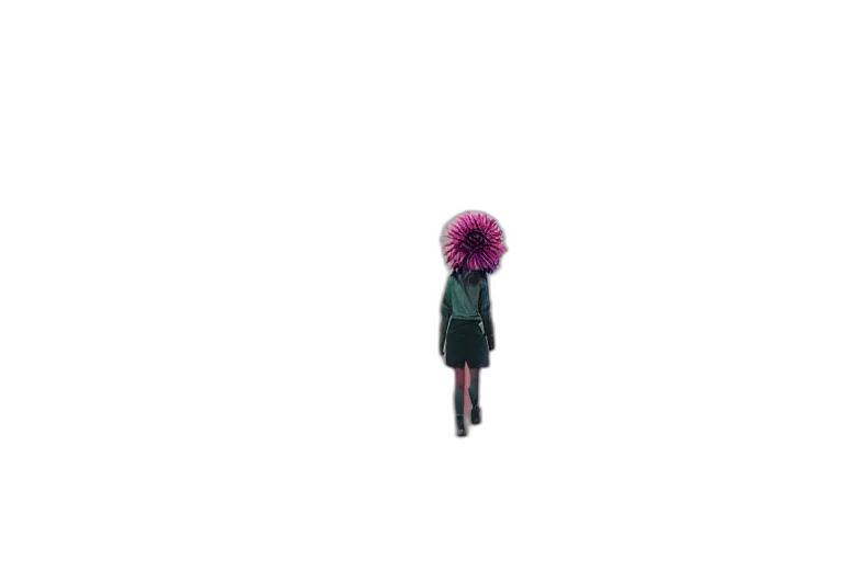hair, flower, umbrella, hat, pixel art, concept art, 3d render, vaporwave transparent PNG cut-out