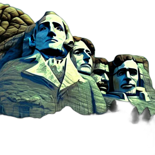 crown, 3d render, photorealistic, concept art, mount, rushmore, ruins, post transparent PNG cut-out