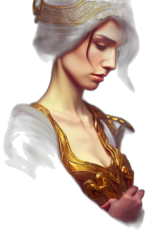 crown, jewelry, dress, face, fantasy art, concept art, photorealistic, oil painting transparent PNG cut-out