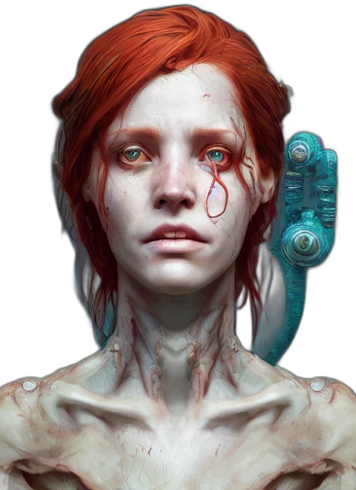 face, robot, mask, creature, concept art, cyberpunk, fantasy art, photorealistic transparent PNG cut-out
