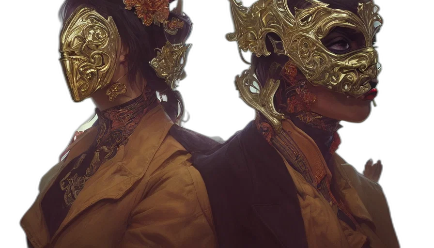 mask, crown, golden, masked transparent PNG cut-out
