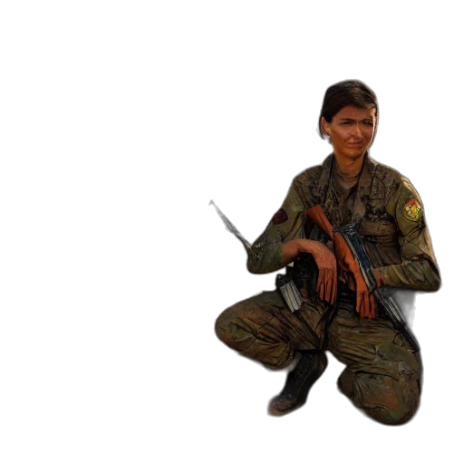 weapon, staff, jacket, animal, concept art, pixel art, 3d render, photorealistic transparent PNG cut-out