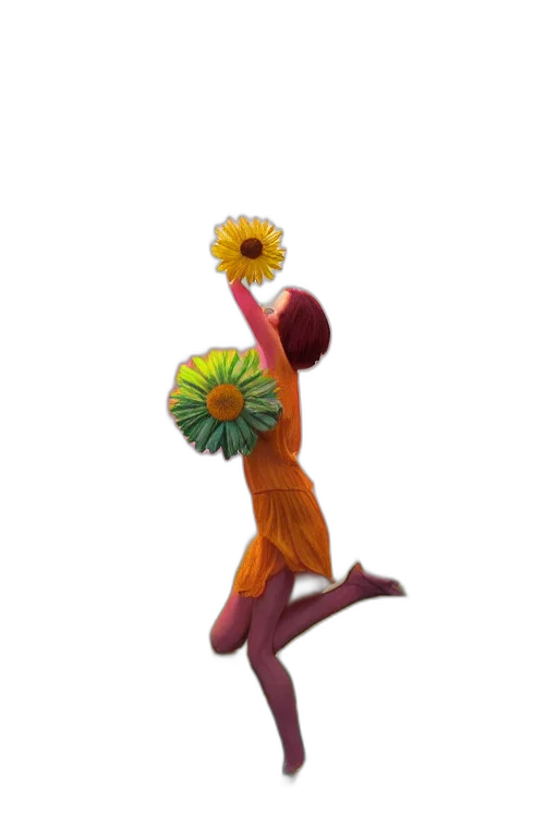 flower, staff, umbrella, hat, 3d render, concept art, fantasy art, pixel art transparent PNG cut-out