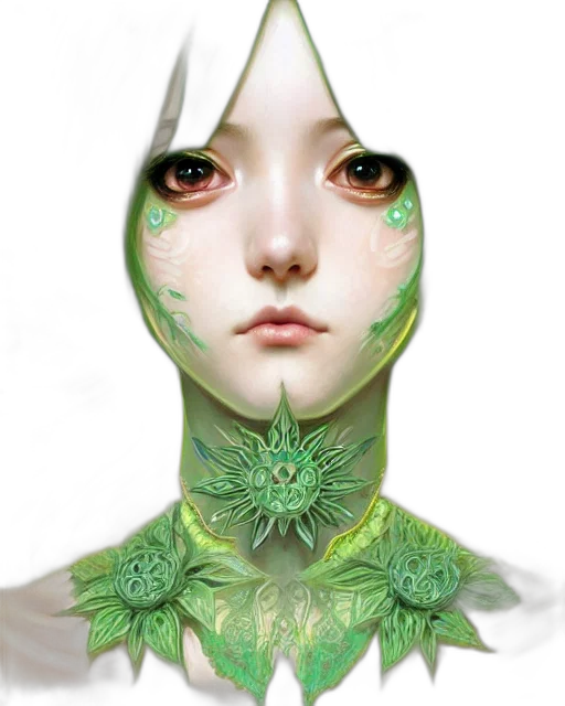 mask, face, jewelry, robot, fantasy art, photorealistic, concept art, 3d render transparent PNG cut-out