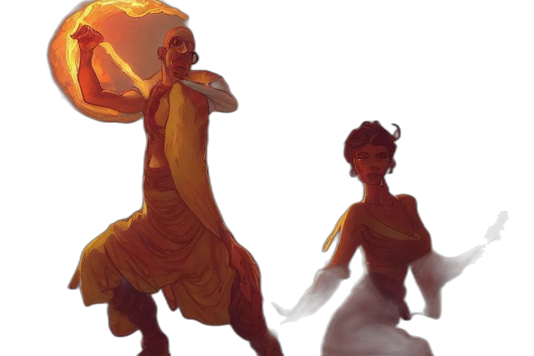 concept art, fantasy art, comic book art, watercolor, fire, sunset, outer space, night transparent PNG cut-out