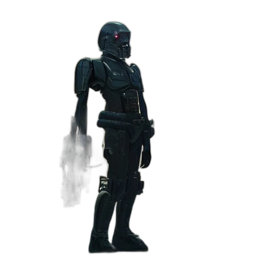 robot, mask, staff, weapon, concept art, 3d render, cyberpunk, outer space transparent PNG cut-out