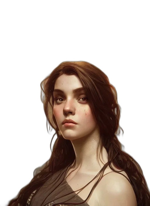 face, staff, dress, hair, fantasy art, concept art, photorealistic, pixel art transparent PNG cut-out