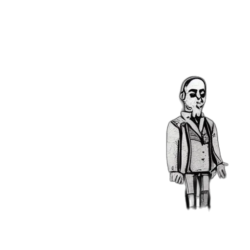 jacket, staff, robot, cartoon, pixel art, comic book art, concept art, vlad transparent PNG cut-out
