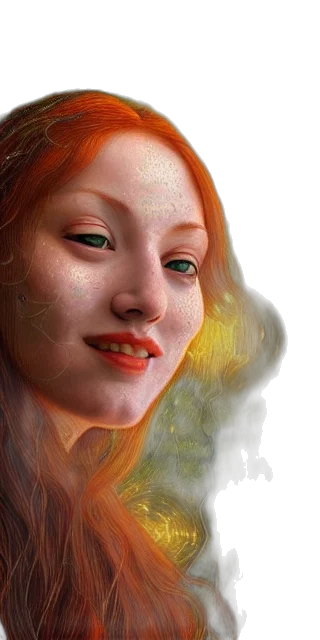 face, photorealistic, oil painting, fantasy art, concept art, fire, red, golden transparent PNG cut-out