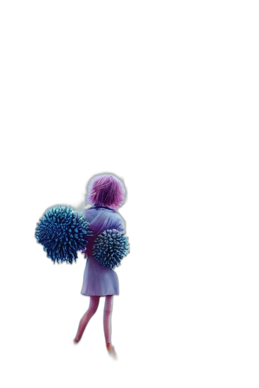 flower, umbrella, dress, robot, 3d render, concept art, vaporwave, pixel art transparent PNG cut-out