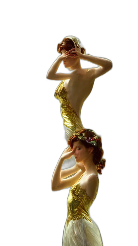 dress, jewelry, crown, staff transparent PNG cut-out
