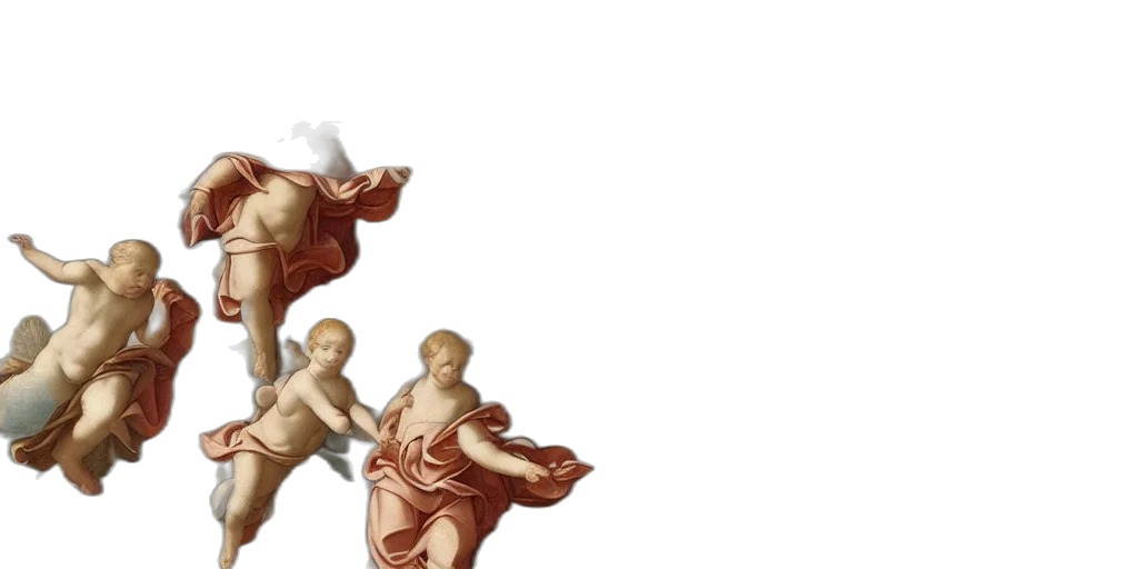 3d render, concept art, photorealistic, outer space, angels, clouds, renaissance, style transparent PNG cut-out