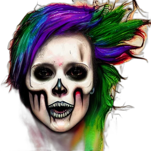 face, hair, mask, watercolor, photorealistic, fantasy art, cartoon, colorful transparent PNG cut-out
