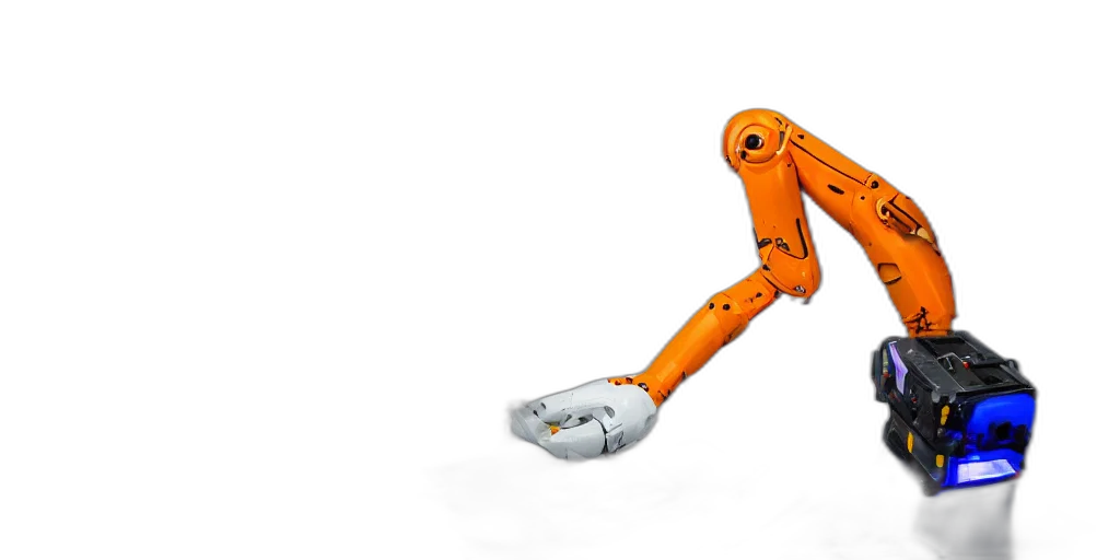 robot, staff, 3d render, concept art, close, small, boxy, kuka transparent PNG cut-out