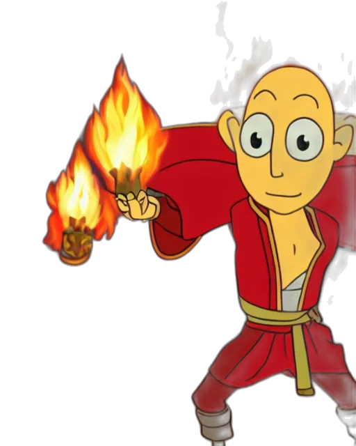jacket, staff, cartoon, concept art, comic book art, pixel art, fire, squidward transparent PNG cut-out