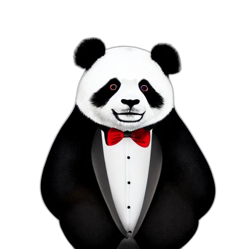 animal, concept art, 3d render, pixel art, cartoon, portrait, panda, wearing transparent PNG cut-out