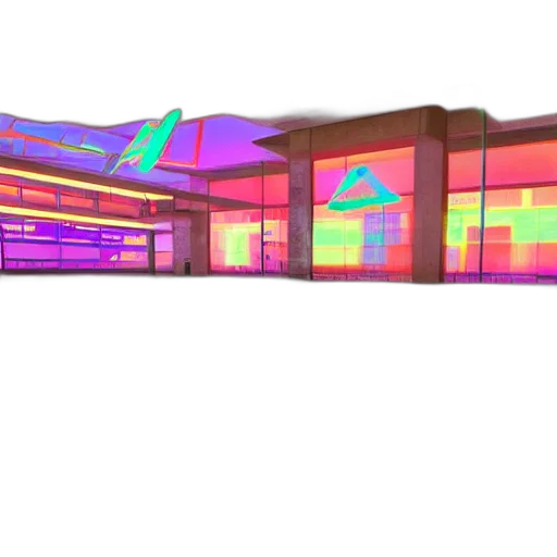 building, 3d render, vaporwave, concept art transparent PNG cut-out