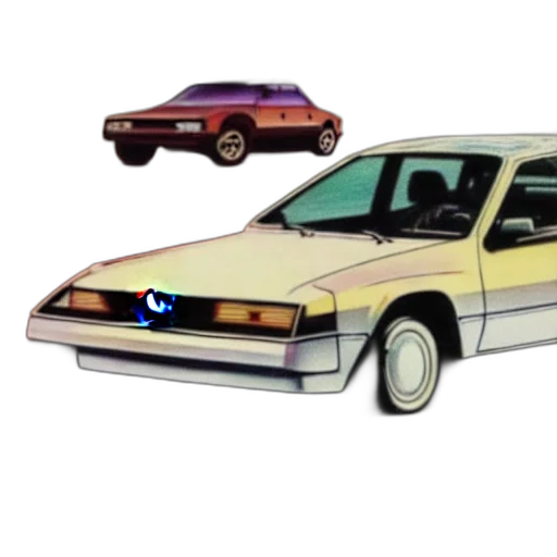 car, concept art, vaporwave, pixel art, photorealistic, tesla, retro, futurism transparent PNG cut-out