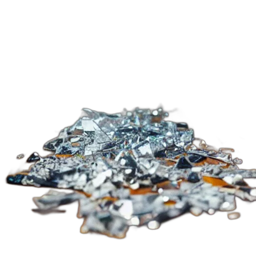 jewelry, crown, 3d render, blue, shattered, pieces, glass, resting transparent PNG cut-out
