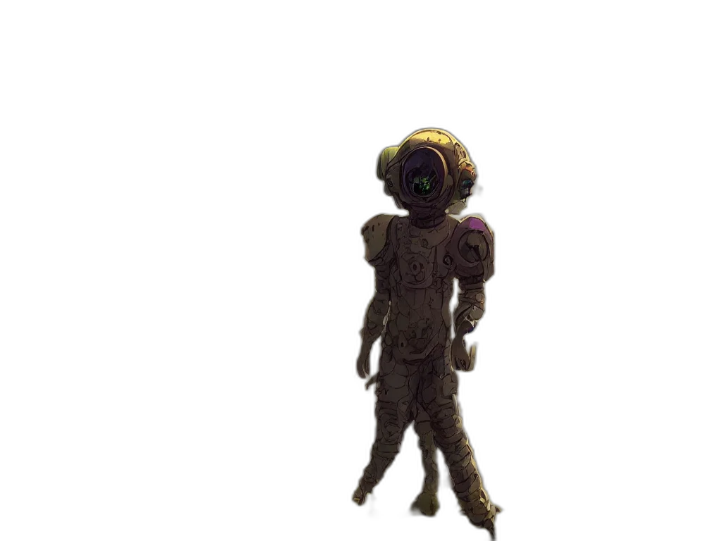 robot, creature, mask, staff transparent PNG cut-out