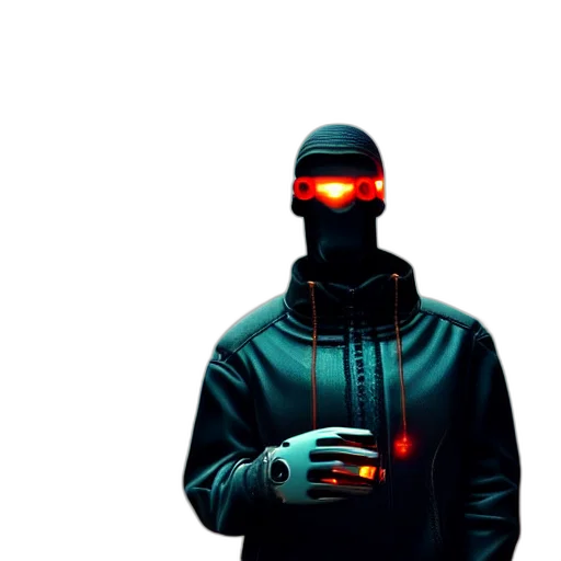 robot, mask, jacket, staff transparent PNG cut-out