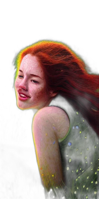 face, hair, creature, dress, photorealistic, oil painting, 3d render, fantasy art transparent PNG cut-out